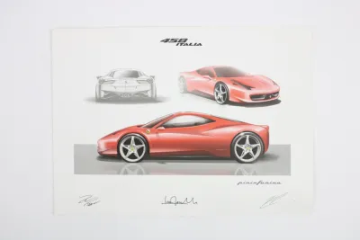 2009-15 Ferrari 458 Italia Lithograph Press Drawing Print - Classic Ferrari  Parts